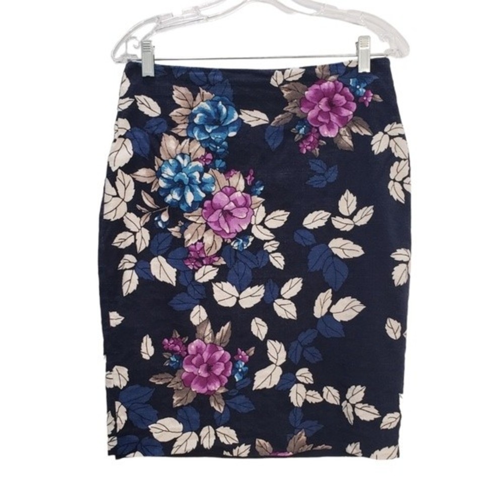 Ann Taylor Floral lined Pencil Skirt | Size 6 | Navy blue